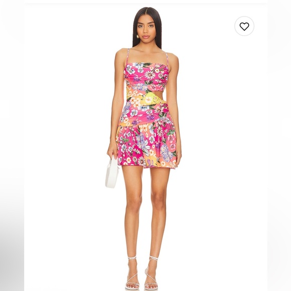 Agua by Agua Bendita Floral Pink Cade Mini Dress - Picture 1 of 6